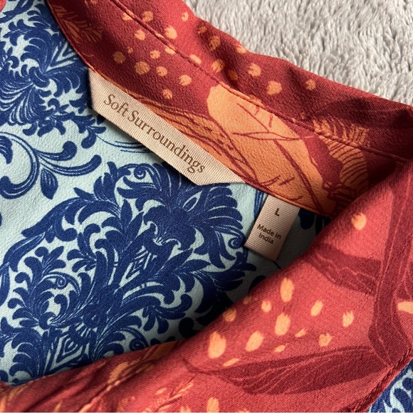 Soft Surroundings Hermosa Long Sleeve Button Floral Island Print Tunic Top Large - Picture 3 of 11